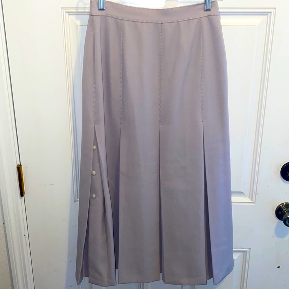 McDowell Italy Gray Long Pleated Wool Skirt Sz 44